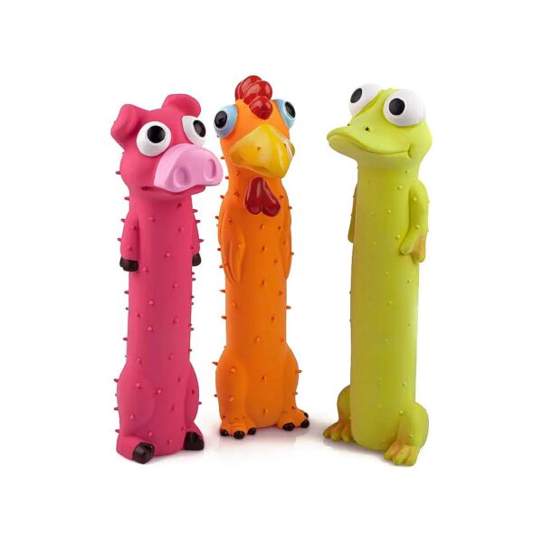 Frog Pig Chicken Latex Dog Toys 3 Pack for Small Medium Dogs