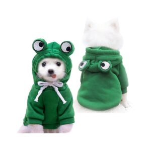 Frog Shape Dog Hoodie Warm Fleece Jacket for Small to Medium Sized Dogs XL