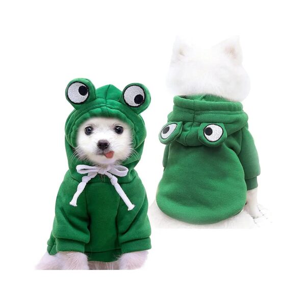 Frog Shape Dog Hoodie Warm Fleece Jacket for Small to Medium Sized Dogs XL