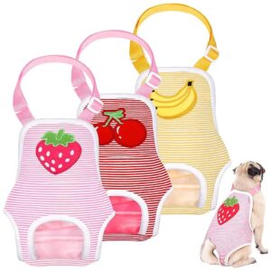 Fruit Pattern Dog Sanitary Panties with Adjustable Suspender and Washable Fabric