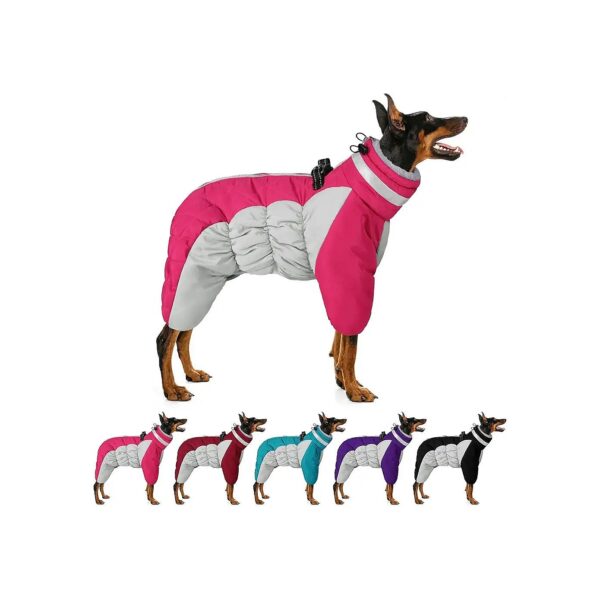 Full Body Dog Coat for Small Medium Large Breed Dogs with Reflective Neckline and Zipper