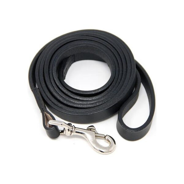 Full Grain Leather 6 Foot Training Leash for Dogs - Black Genuine Leather