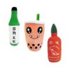 Fun Dog Giftable 3 Pack with Boba Hot Sauce Sake Dog Chew Toys