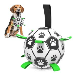 Fun Dog Toy for Small, Medium, and Large Breed Puppies, 6-Inch Soccer Ball with Straps