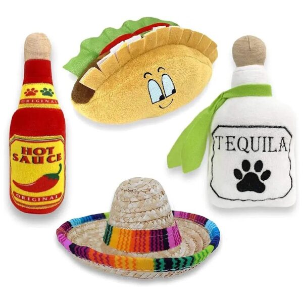 Fun Fiesta Dog Toys with Sombrero for Small Dogs Medium Large Breeds