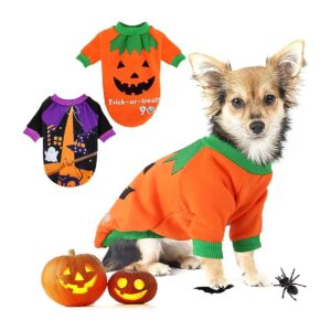 Fun Pumpkin Halloween Costume Shirt for Small Dogs Cats Holiday Party Pet Clothing