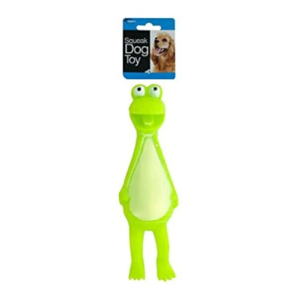 Fun Tug Frog Squeaky Dog Toy Made from Plastic with Realistic Details and Hang Tag