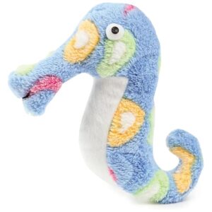 Fun and Bright Soft Plush Squeaker Dog Toy 7 Inch Sea Horse Designs