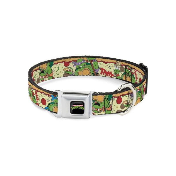 Fun and Colorful Dog Collar with Ninja Turtle Pizza Design