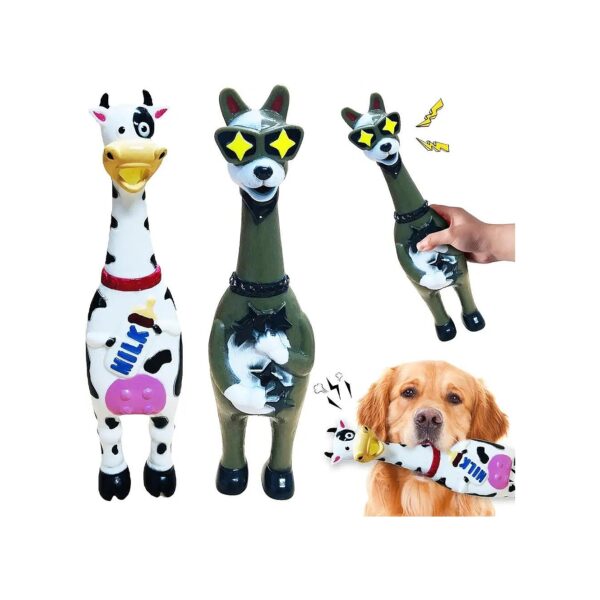 Fun and Silly Cow Design Squeaky Latex Dog Toys for Small to Medium Dogs