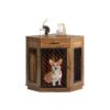 Functional Corner Dog Crate Furniture with Storage Space for Small Pets