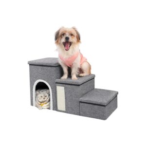 Functional Pet Stairs for Cats and Small Dogs with Climbing Ladders and Storage