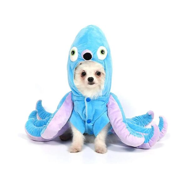 Funny Blue Octopus Dog Costume for Small Puppy Dogs Halloween Pet Dress