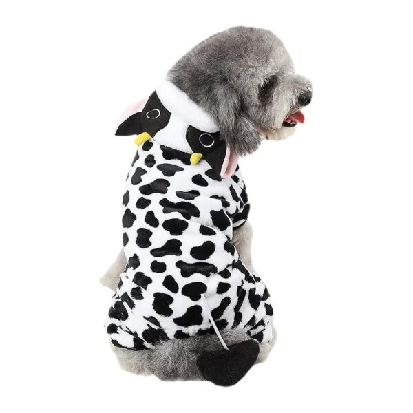 Funny Cow Dog Costume for Small Medium Dogs with Hooded Coat Pajama