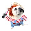 Funny Dog Halloween Costume with Wig for Small Medium Dogs and Cats