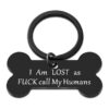 Funny Engraved Stainless Steel Pet Dog Id Tag Owner Personalized Bone Shape Design