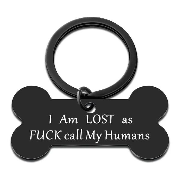 Funny Engraved Stainless Steel Pet Dog Id Tag Owner Personalized Bone Shape Design