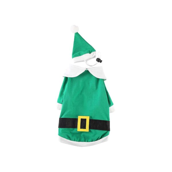 Funny Hat Pet Cute Elf Santa Claus Christmas Tree T-Shirt Outfit for Small Dogs