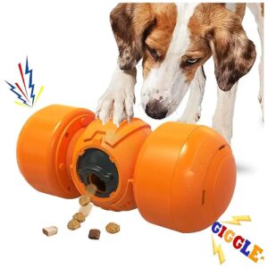 Funny Orange Dog Toy with Rolling Motion and Treat Dispenser for Busy Dogs