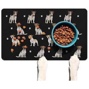 Funny Patterned Jack Russell Terrier Dog Food Mat for Happy Eating