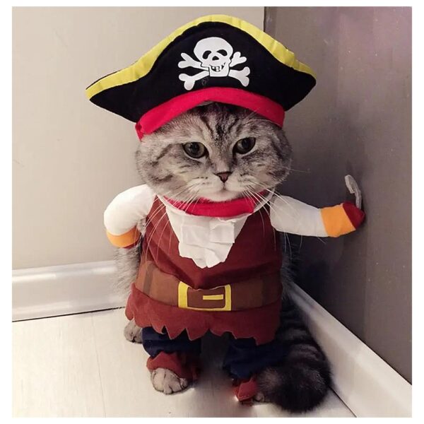 Funny Pet Outfit for Halloween Christmas Holiday, Pirate Costume for Cat Dog Plus Hat