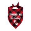 Funny Red Plaid Pregnancy Announcement Bandana, Soft Cotton Scarf for Pet Photo Prop