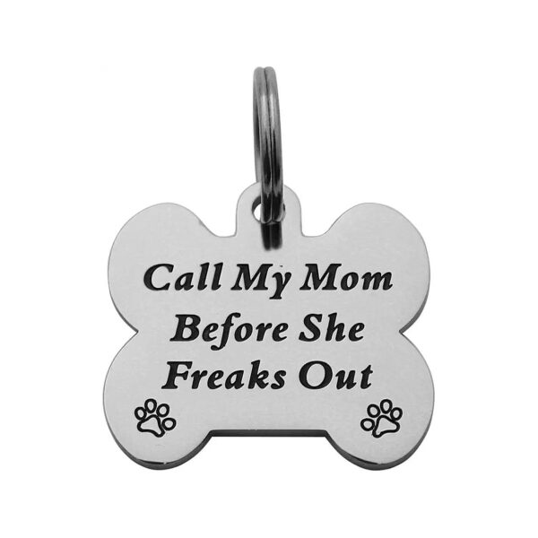 Funny Stainless Steel Pet ID Tag with Unique Text for Cats and Dogs