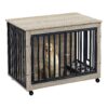 Furniture Style Dog Crate End Table with Wheels for Small to Medium Dogs