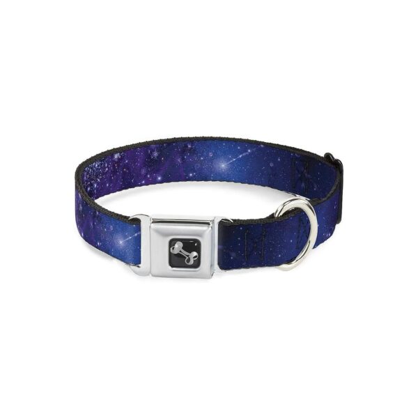 Galaxy Blues Purple Polyester Dog Collar with Medium Buckle Down Seatbelt Closure