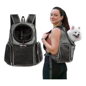 Gel-Breathable Mesh Grey Medium Pet Carrier Backpack for Easy-Fit Traveling