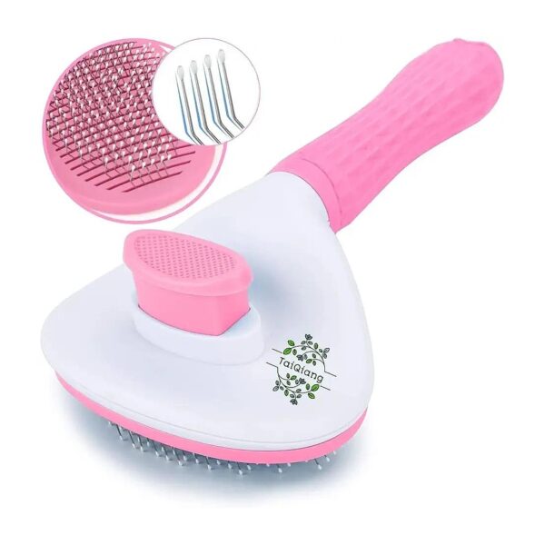 Gentle Deshedding Brush for Cats and Dogs with Rubber Handle and Skin-Friendly Materials