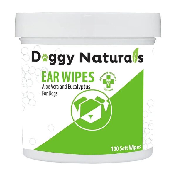 Gentle Ear Cleaning Wipes with Aloe and Eucalyptus for Dogs, 100 COUNT, Made in USA