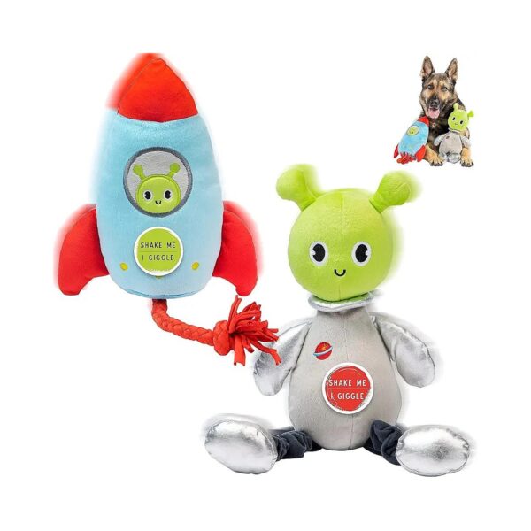 Gentle Giggling Wiggly Dog Toys Perfect for Solo Play and Fetch with Soft Plush Rideables