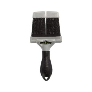 Gentle Grooming Brush for Long Hair Dogs with Black Handle and Green Body