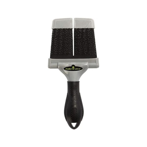 Gentle Grooming Brush for Long Hair Dogs with Black Handle and Green Body