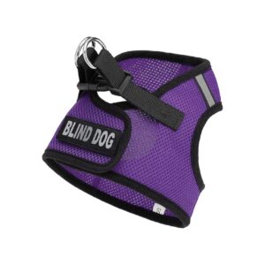 Gentle Padded Chest Halter Harness with Blind Dog Patch for Puppies and Small Dogs Purple