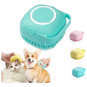 Gentle Pet Bathing Tool with Shampoo Dispenser and Massage Brush for Dogs and Cats