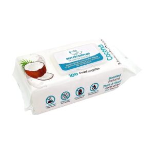 Gentle and Effective Coconut-Scented Pet Wipes with 100% Plant-Based Formula