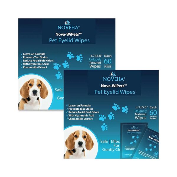 Gentle and Non-Irritating Eye Wipes for Dogs and Cats, 120 Individual Pads