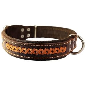 Genuine Leather Braided Dog Collar 5" Wide Strong and Durable