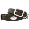 Genuine Leather Concho Accented Dog Collar in Brown for Large Georgia Bulldogs Fans