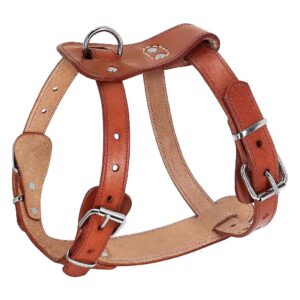 Genuine Leather Dog Harness for Medium Large Dogs Chest 24-29 Brown Size L