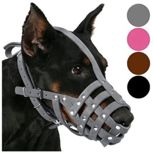 Genuine Leather Dog Muzzle for German Shepherd, Dalmatian, Doberman, and Setter Breeds