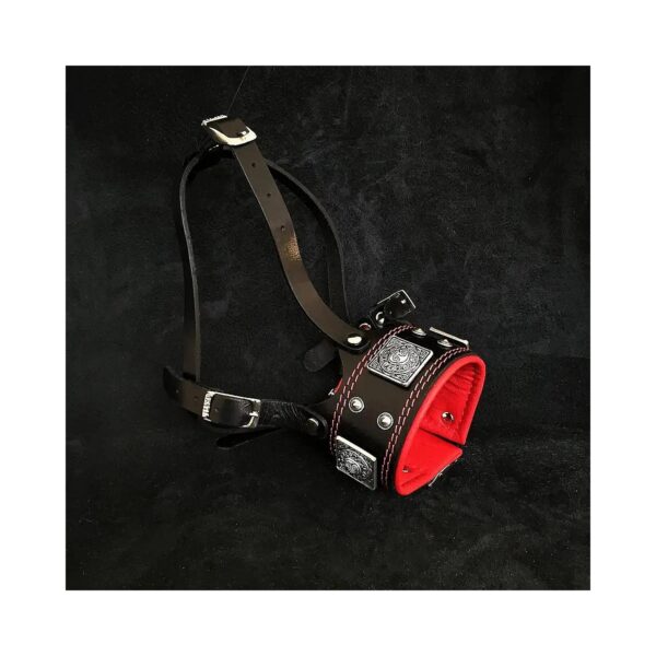 Genuine Leather Dog Muzzle with Soft Padded and Studded Design for Large Breed Dogs