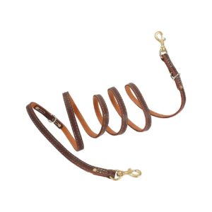 Genuine Leather Dog Training Leashes for Large Dogs Heavy Duty Adjustable Brown 35FT