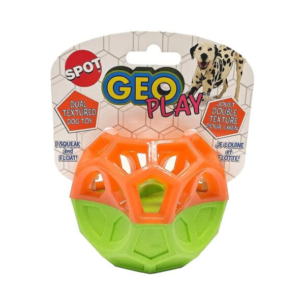 Geo Play Dual Textured Dog Toy with Squeaker and Fun Shapes for Indoor Outdoor Play