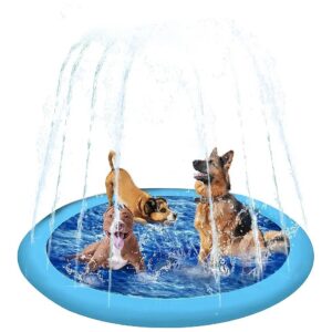 Giant Blue Dog Splash Pad Water Sprinker Toy for Backyard Water Party with Pets