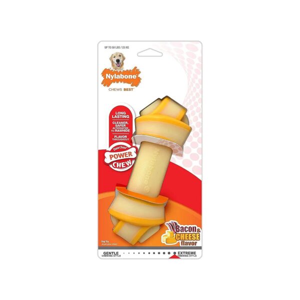 Giant Rawhide Knot Chew Toy with Bacon Cheese Flavor for Tough Chewers