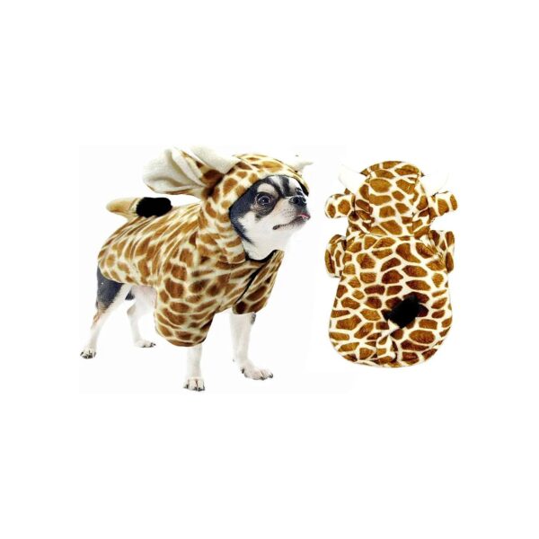 Giraffe Inspired Small Dog and Cat Fleece Hoodie Costume for Halloween and Winter