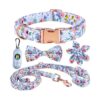 Girl Dog Collar Set with Removable Flower and Bow Tie for Small Medium Large Female Dogs